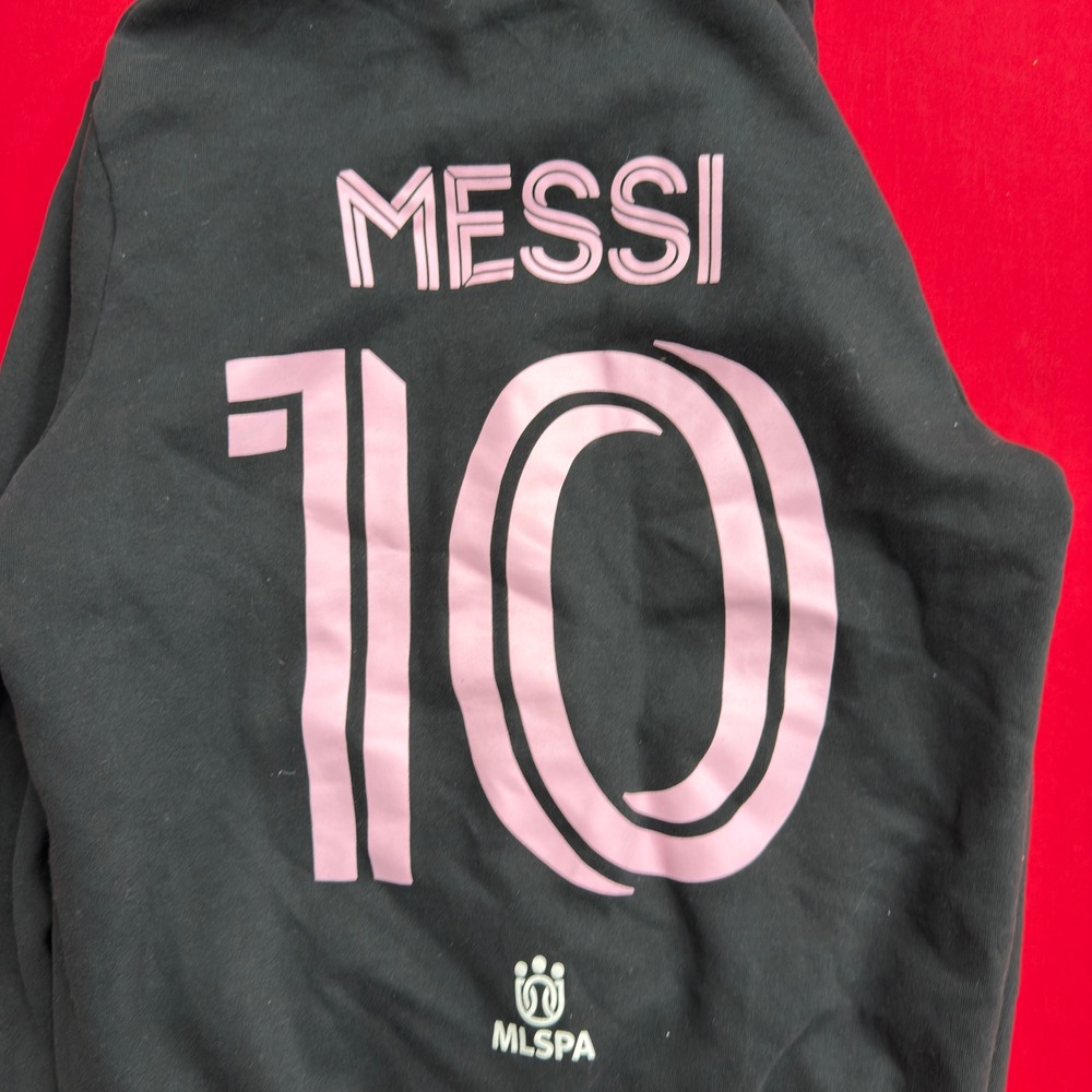 Lionel Messi Inter Miami MLS Youth Full Zip‎ Hoodie Black Pink Size 14/16 soccer